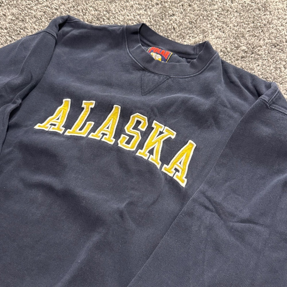 Vintage Polar Graphics Alaska Sweatshirt Mens Navy Excellent Crewneck XL